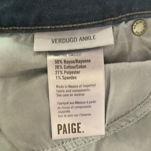 Paige Verdugo Ankle Straight Snapdragon Mid Rise Stretch Boho Jeans Size 29 - Picture 5 of 8